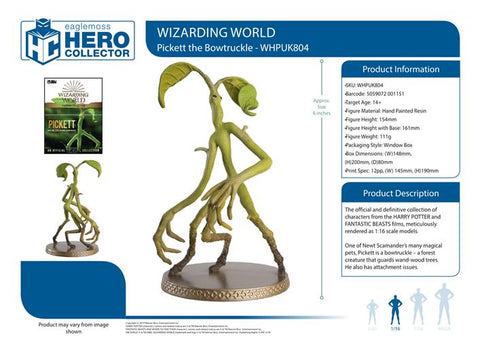 WIZARDING WORLD FANTASTIC BEASTS - FIGURE & MAGAZINE - PICKETT THE BOWTRUCKLE (SPECIAL) 16CM
