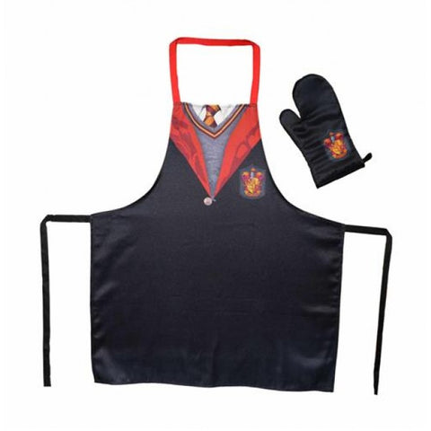 HARRY POTTER - APRON AND OVEN GLOVE - PLASTIC BOX - GRYFFINDOR SCHOOL UNIFORM